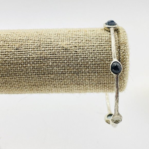 Faceted Bead Bangle Bracelet Silver Tone Stations Classic Career Cosplay LARP - Picture 4 of 6